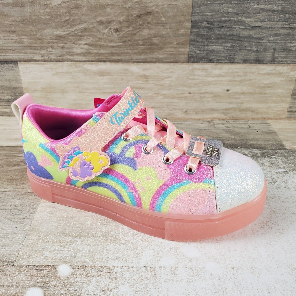 Skechers Twinkle Sparks Ice 2.0 Shimmering Sky Girls Shoes Sz 1.5 Coral Sneakers